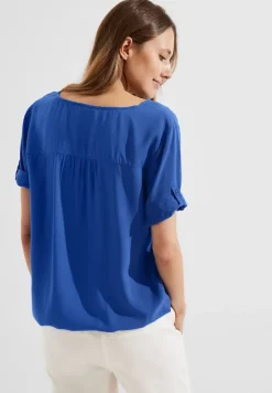 Cecil Blusen*Tunikashirt in Unifarbe blue sea