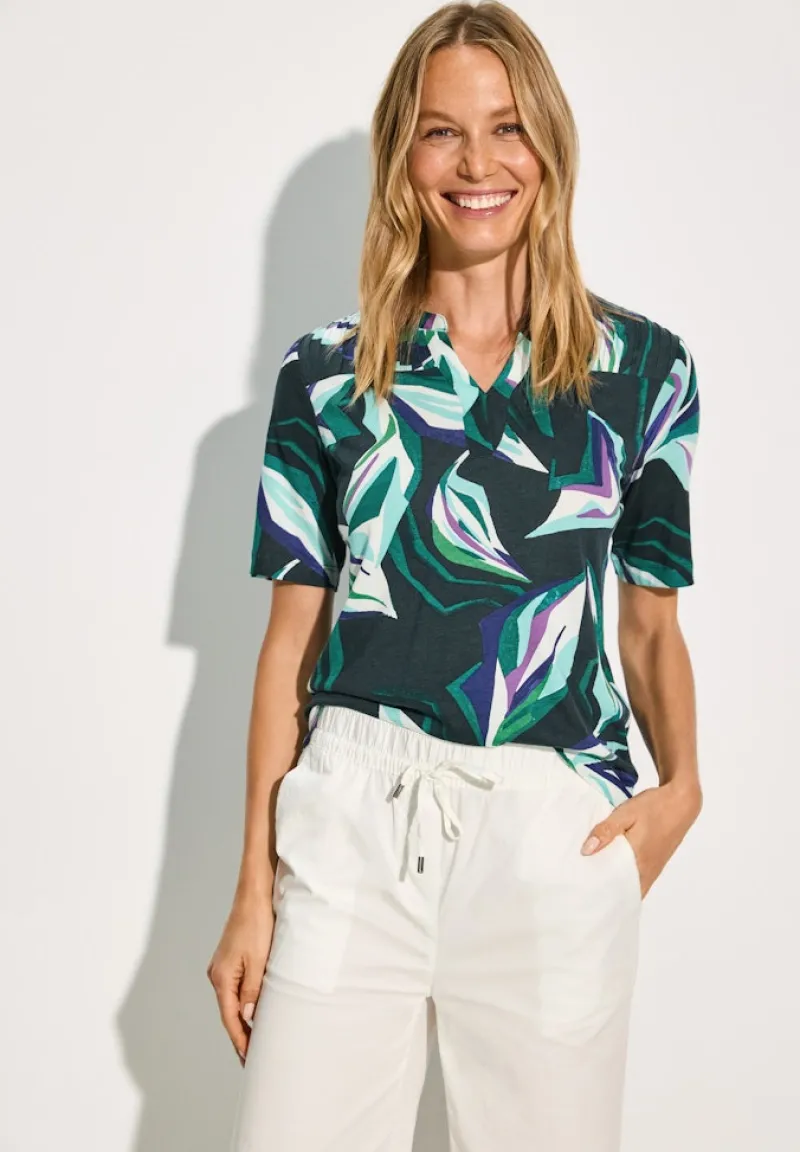 Cecil Shirts*Tunika-Shirt mit Print fir green