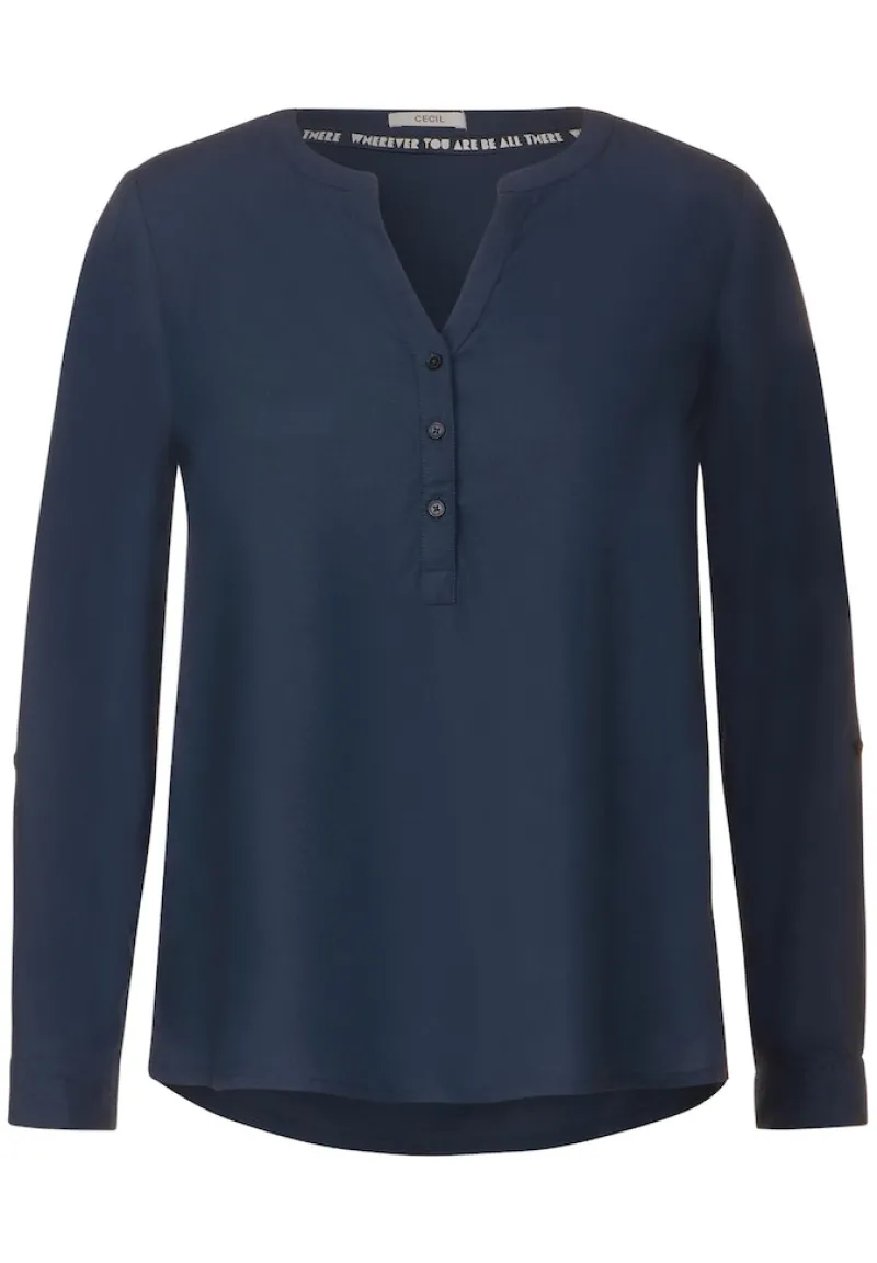 Cecil Blusen*Turn-Up Bluse casual denim blue