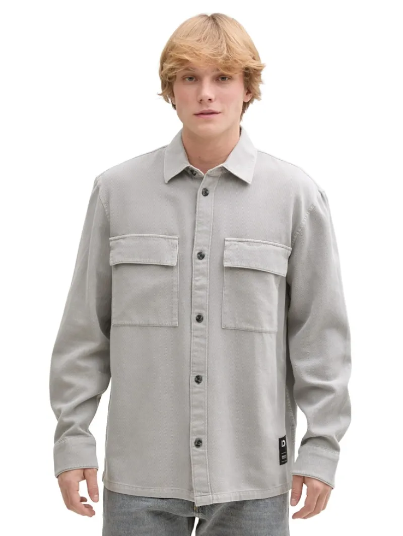 Tom Tailor Denim Hemden*Twill Overshirt aus Baumwolle chalk grey