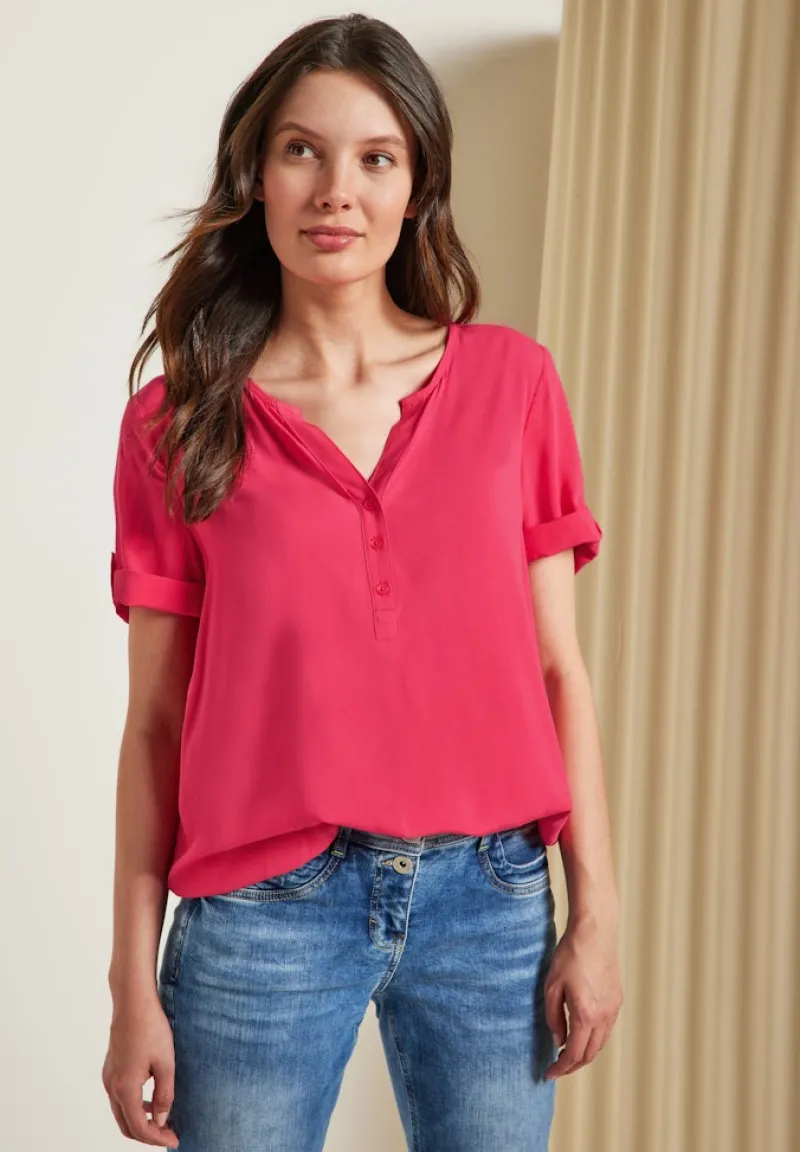 Cecil Blusen*Unifarbene Basic Bluse strawberry red