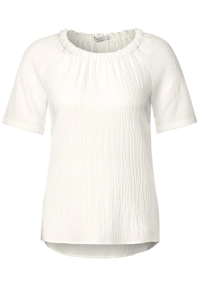 Cecil Blusen*Unifarbene Struktur Bluse vanilla white