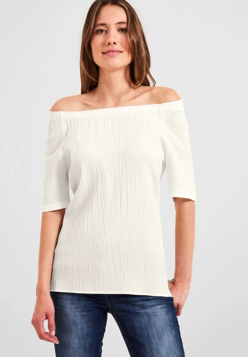 Cecil Blusen*Unifarbene Struktur Bluse vanilla white