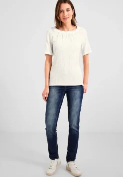 Cecil Blusen*Unifarbene Struktur Bluse vanilla white