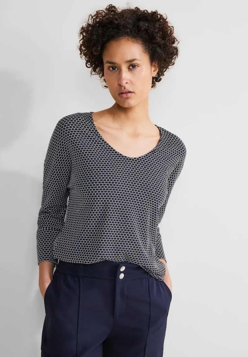 Street One Shirts*V-Ausschnitt Shirt deep blue melange