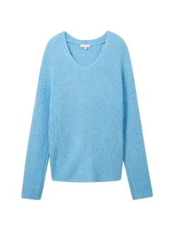 Tom Tailor Pullover & Sweatshirts*V-Ausschnitt Strickpullover clear light blue melange