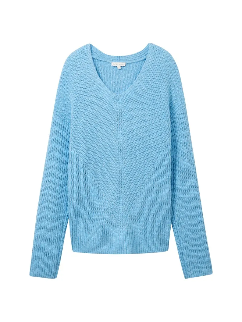 Tom Tailor Pullover & Sweatshirts*V-Ausschnitt Strickpullover clear light blue melange