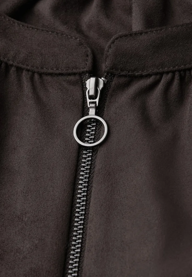 STREET ONE STUDIO Blusen*Velours Tunika mit Zipper dark auburn brown