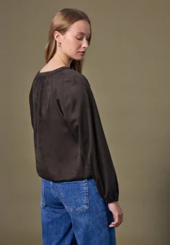 STREET ONE STUDIO Blusen*Velours Tunika mit Zipper dark auburn brown