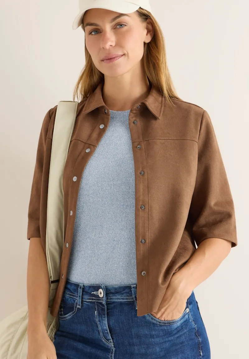 Cecil Blusen*Veloursbluse mocha caramel