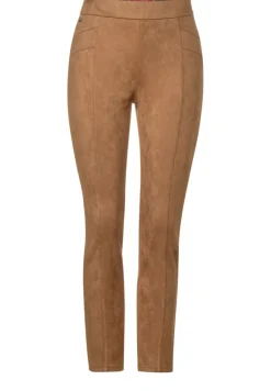 Street One Hosen*Velours-Hose mit High Waist natural camel