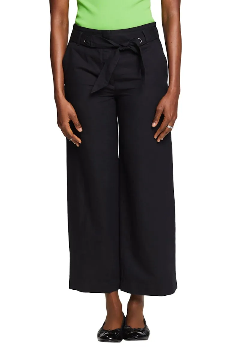 Esprit Shorts*Verkürzte Culotte aus Baumwolle und Leinen Black
