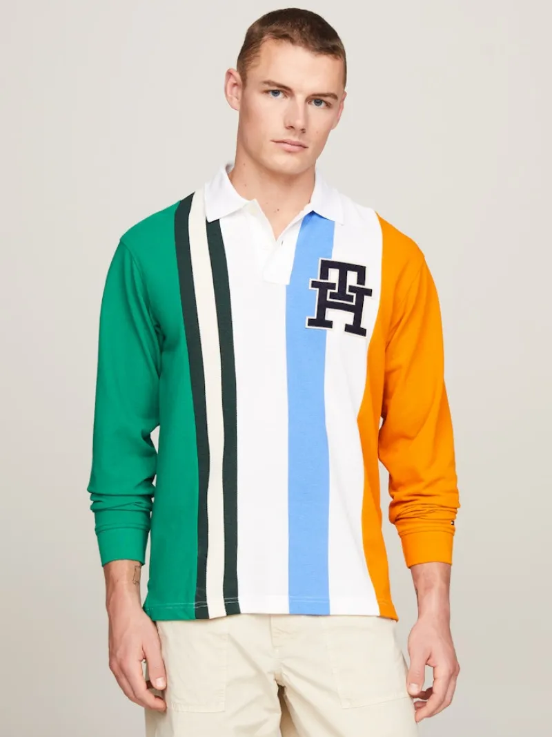 Tommy Hilfiger Shirts*VERTICAL STRIPE AF RUGBY POLO white- multi
