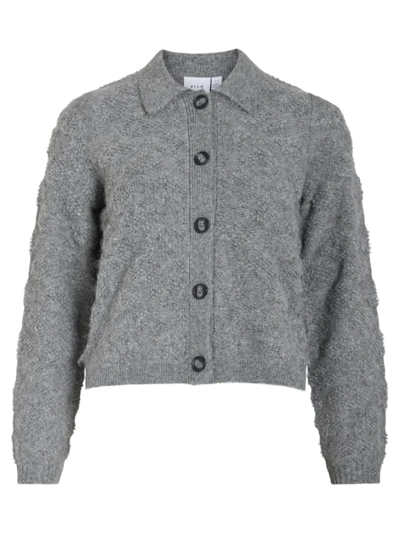 Vila Pullover & Sweatshirts*VIAERY COLLAR L/S KNIT CARDIGAN Medium Grey Melange