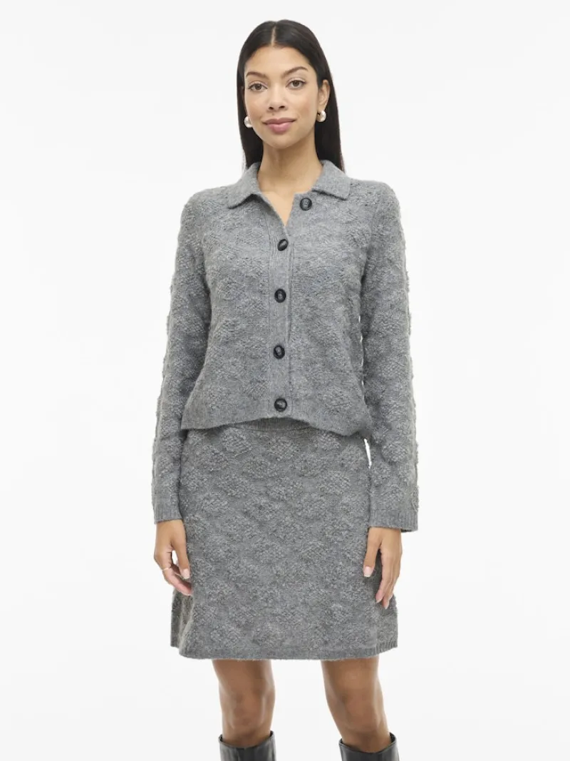 Vila Pullover & Sweatshirts*VIAERY COLLAR L/S KNIT CARDIGAN Medium Grey Melange