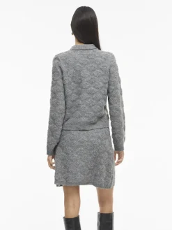 Vila Pullover & Sweatshirts*VIAERY COLLAR L/S KNIT CARDIGAN Medium Grey Melange