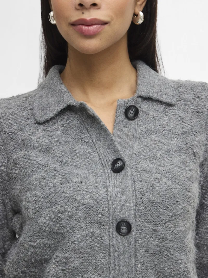 Vila Pullover & Sweatshirts*VIAERY COLLAR L/S KNIT CARDIGAN Medium Grey Melange