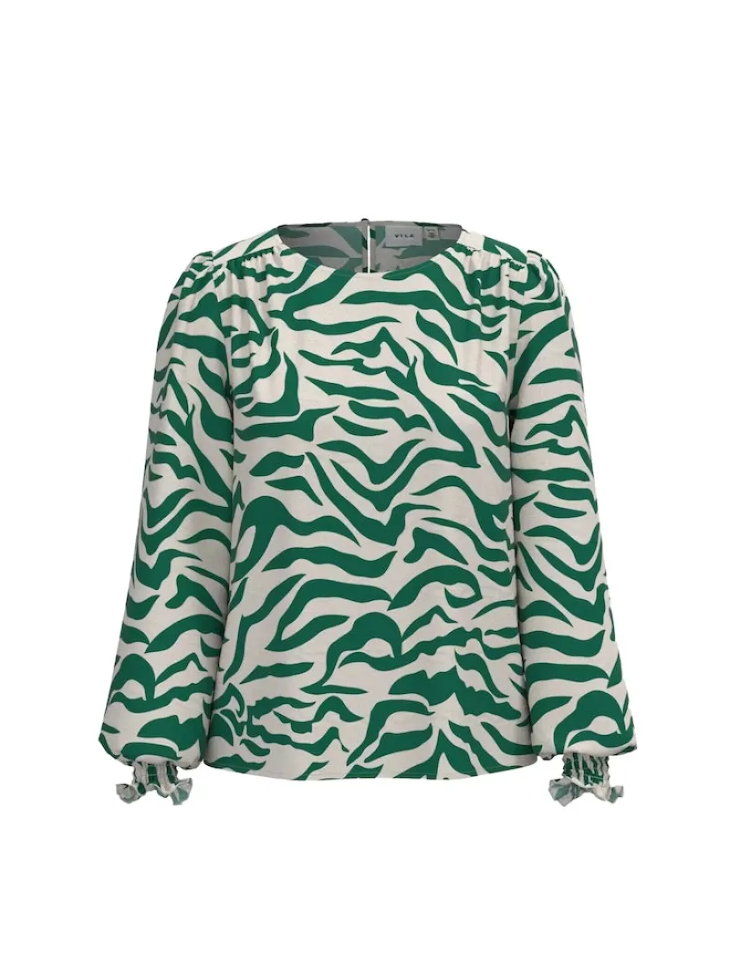 Vila Blusen*VIALINIA O-NECK L/S TOP/LC egret