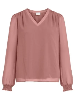 Vila Blusen*VIAMIONE V-NECK L/S TOP/SU - FAV Old Rose