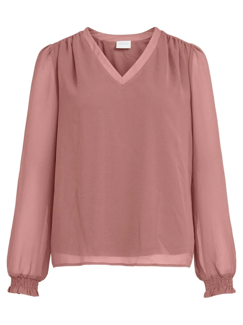 Vila Blusen*VIAMIONE V-NECK L/S TOP/SU - FAV Old Rose