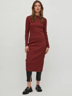 Vila Kleider*VIBALU CREW NECK L/S MIDI DRESS - NOOS Fired Brick