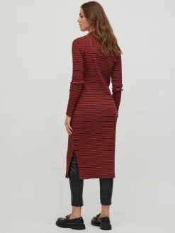 Vila Kleider*VIBALU CREW NECK L/S MIDI DRESS - NOOS Fired Brick