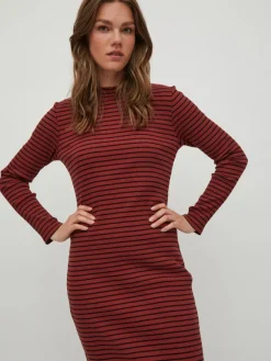 Vila Kleider*VIBALU CREW NECK L/S MIDI DRESS - NOOS Fired Brick