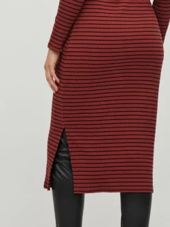 Vila Kleider*VIBALU CREW NECK L/S MIDI DRESS - NOOS Fired Brick