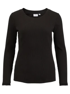 Vila Shirts*VIBALU L/S RIB TOP Black