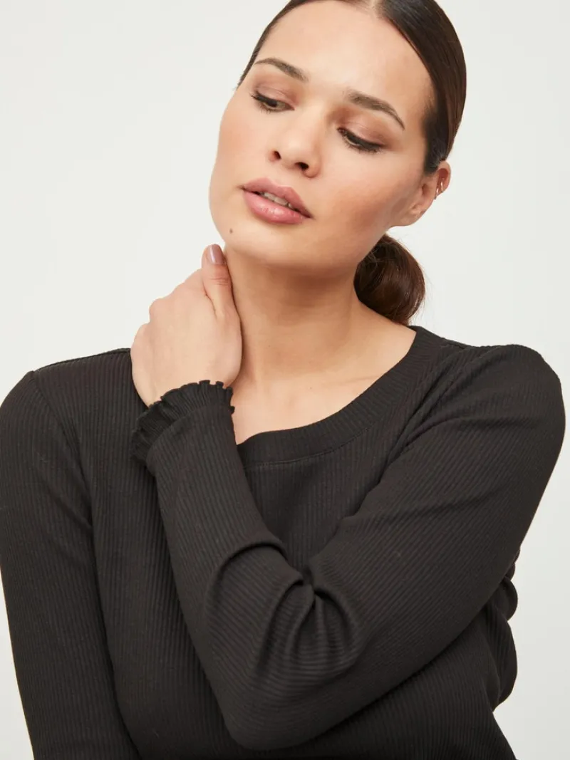Vila Shirts*VIBALU L/S RIB TOP Black