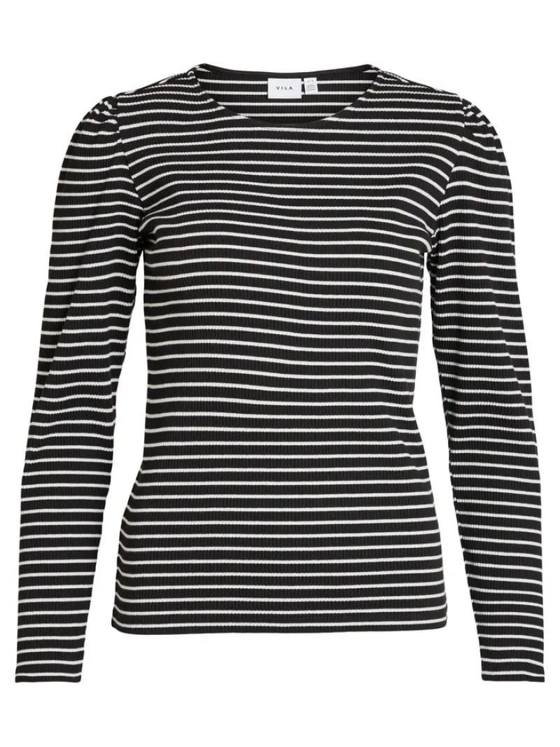 Vila Shirts*VIBALU PUFF L/S RIB TOP - NOOS Black
