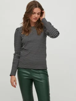Vila Shirts*VIBALU PUFF L/S RIB TOP - NOOS Black