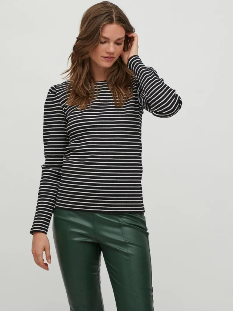 Vila Shirts*VIBALU PUFF L/S RIB TOP - NOOS Black