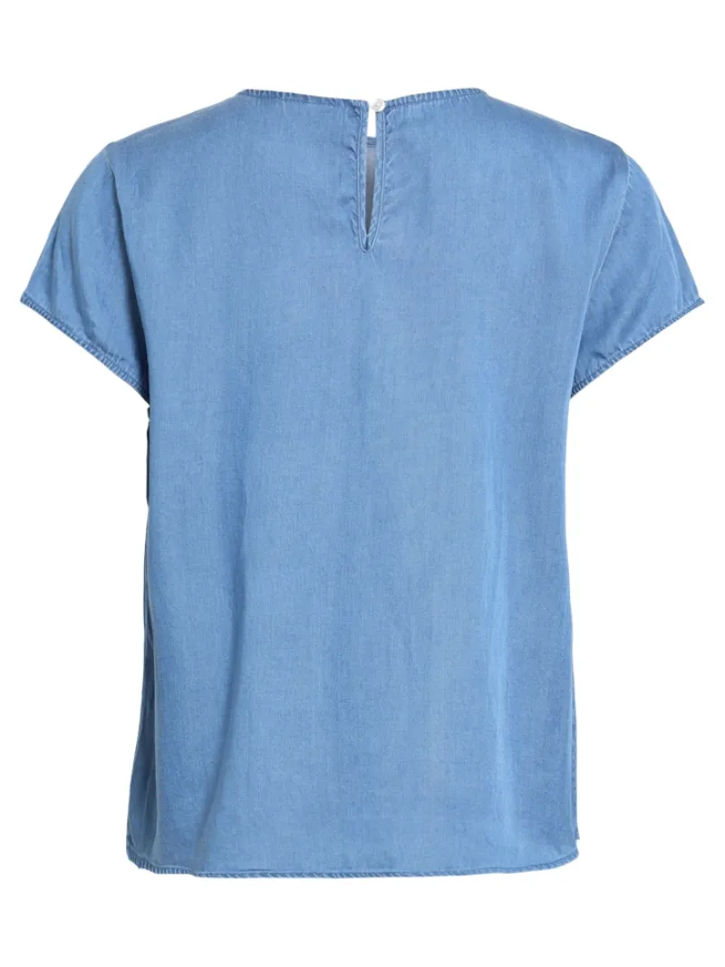 Vila Shirts*VIBISTA C/S O-NECK TOP - NOOS Medium Blue Denim