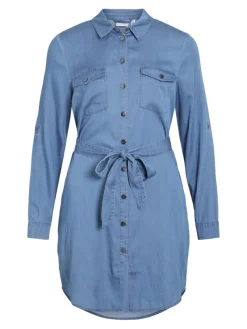 Vila Kleider*VIBISTA L/S SHIRT DRESS Medium Blue Denim