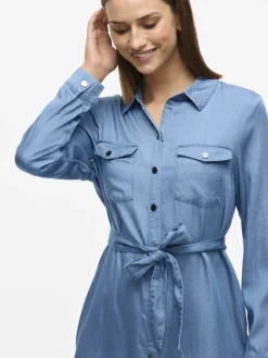 Vila Kleider*VIBISTA L/S SHIRT DRESS Medium Blue Denim