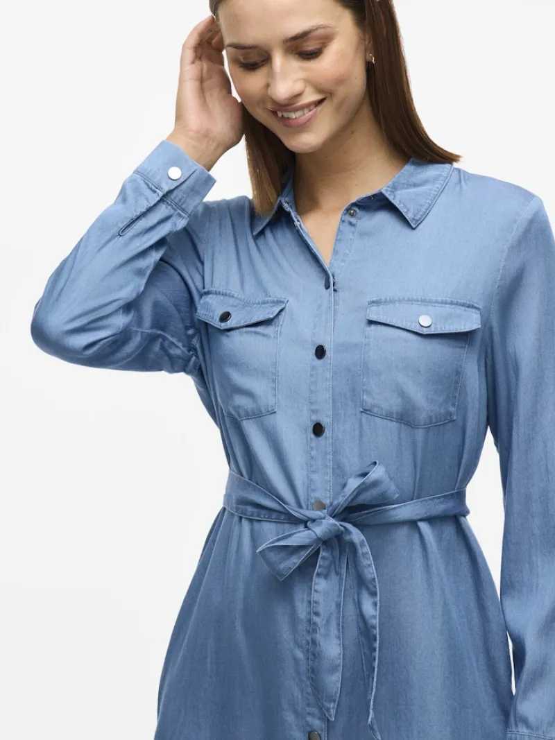 Vila Kleider*VIBISTA L/S SHIRT DRESS Medium Blue Denim