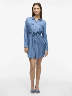 Vila Kleider*VIBISTA L/S SHIRT DRESS Medium Blue Denim