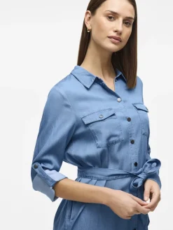 Vila Kleider*VIBISTA L/S SHIRT DRESS Medium Blue Denim
