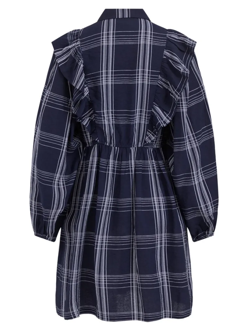 Vila Kleider*VIBOBBY L/S FLOUNCE DRESS /RX Navy Blazer