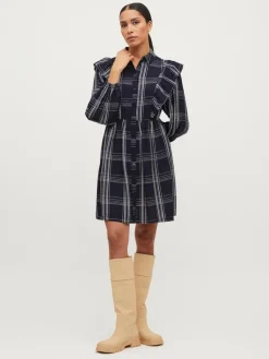 Vila Kleider*VIBOBBY L/S FLOUNCE DRESS /RX Navy Blazer