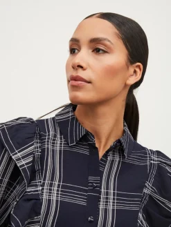 Vila Kleider*VIBOBBY L/S FLOUNCE DRESS /RX Navy Blazer