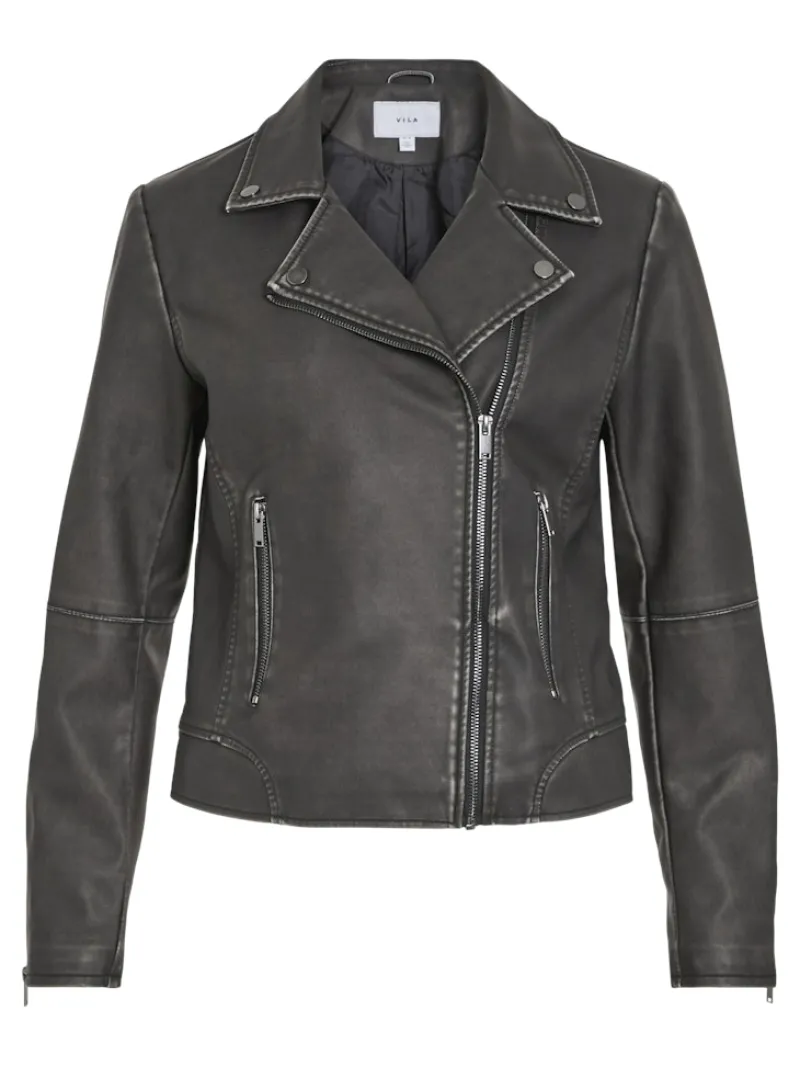 Vila Jacken*VICARA WASHED COATED JACKET Black