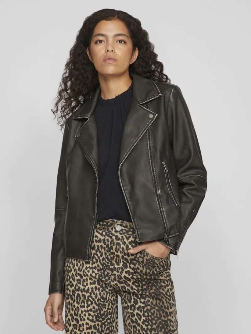 Vila Jacken*VICARA WASHED COATED JACKET Black