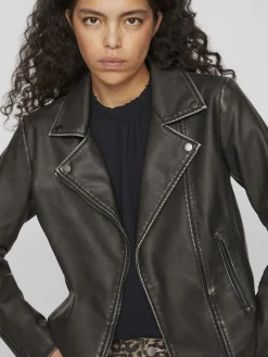 Vila Jacken*VICARA WASHED COATED JACKET Black