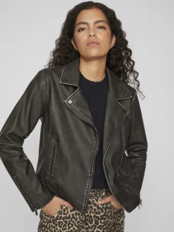 Vila Jacken*VICARA WASHED COATED JACKET Black