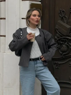 Vila Shirts*VICIKI L/S HIGH NECK LACE TOP/TB Cloud Dancer