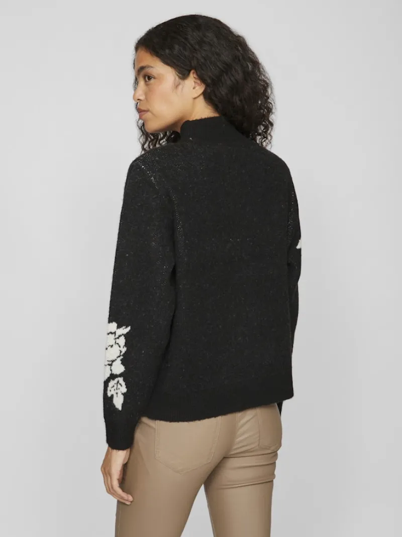 Vila Pullover & Sweatshirts*VICILIA HIGH NECK L/S JAQUARD TOP - NOOS Black