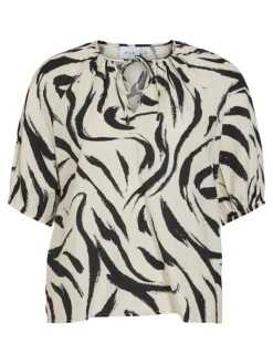 Vila Blusen*VICLO 2/4 V-NECK TOP - NOOS birch