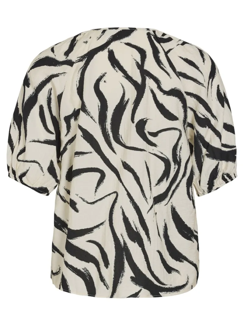 Vila Blusen*VICLO 2/4 V-NECK TOP - NOOS birch